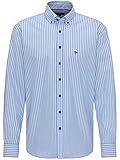 FYNCH-HATTON Herren Hemd gestreift - aus Premium Baumwolle - Langarm Blau Hemd mit Button-Down Kragen als Business und F