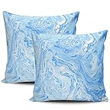 kissenbezüge Abstrakte Blaue Marmorwelle Sanft Kissenbezug, für Sofa Outdoor Garden 2er Set 45x45