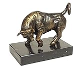 zeitzone Figur Bulle Börse Skulptur Eisen auf Marmosockel Dekofigur S