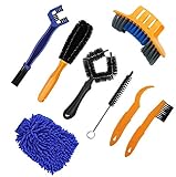 Fahrrad Reinigungsbürste Set 8 pcs Fahrrad Bürste mit Fahrrad Reinigungs Handschuhen Bike Reinigung Tool Set Fahrrad Clean Brush Kit für Fahrradreisekette Sprocket Corner Fit für M