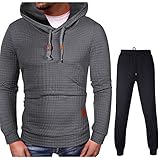 Briskorry Herren Bekleidung Einfarbig Sportanzug, Streatwear Trainingsanzüge für Herren Hoodie Sweatshirt Trainingshose Sport Outwear Jogginganzug Freizeitanzug