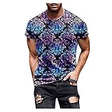 Dasongff Oversize Herren Rundhals Shirt Sommer T-Shirt Herren Fitness T-Shirt Bodybuilding Tshirts Workout Männer Sport Trainingsshirt Casual Slim Fit Große Bedruckt Kurzarm Top