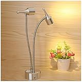 Wiederaufladbar Leselampe Wandmontage LED Bettleuchte 360°flexibel Schwanenhals 3W Hell Nachtbeleuchtung Leselicht mit Schalter,Silb