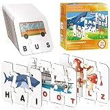Shught Kinderspielzeug Lernspiele ab 3 4 5 6 7 Jahre - Buchstaben Lernen Spiel Spielzeug ab 3-7 Jahre Mädchen Junge Scrabble Buchstaben Spiel ab 3-7 Jahre Geschenk Junge Mädchen 3-8 J