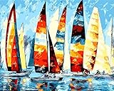 LSDEERE Malen nach Zahlen Kit DIY Ölgemälde Geschenk Gemaltes Segelboot 40 * 50 cm Leinwand mit Pinsel für Erwachsene Kinder Anfänger Malerei Home Haus Dekor Kein R