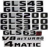 ZNBLLH Flache Glänzende Schwarze Kofferraum-Buchstaben Emblem Embleme Abzeichen Für Mercedes Benz Gls63 Gls63S Amg Gls350 Gls400 Gls500 4Matic (Gls350, Glänzend Schwarz)