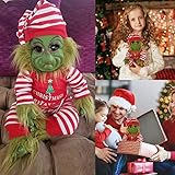 Christmas Grinch Plüsch Puppe, Reborn Baby Grinc Spielzeug Nette Weihnachten Gefüllte Plüsch Realistische Cartoon Puppe Simulation Puppen Spielzeug für Kinder Wohnkultur (A, Einheitsgröße)