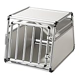 EUGAD Hundetransportbox Alu Hundebox Reisebox Autobox für kleine/mittlere Hunde Französische Bulldogge Beagle Terriers Dackel Shiba Inu 69 x 54 x 50 cm L 0059HT