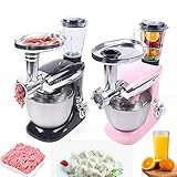 3-in-1 Food Processor Vollautomatische Knetmaschinen Blender & Standmixer Maschine 1KW 6 Geschwindigkeit Multifunktional 1000W （Schwarz + Rosa） (Rosa)