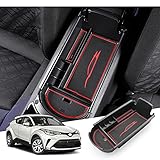 GAFAT T*oyot-a C-HR 2016-2021 Mittelkonsole Aufbewahrungsbox Armlehne Organizer Tray Mittelarmlehne Handschuhfach (Rot)