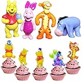 52 pcs Winnie the Pooh Birthday Cake Topper wopin- Pooh Honey Birthday Happy Brthday Piggy Adzuki Bean Tigger Cake Decoration Cake for C