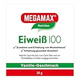 Megamax Eiweiss Vanille 30 g | Molkenprotein + Milcheiweiß Für Muskelaufbau ,Diaet | 2k-Eiweiss ideal zum Backen | hochdosiert Low Carb Eiweiß | asp