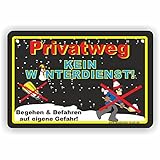 Fassbender-Druck SCHILDER - PRIVATWEG (schwarz) KEIN WINTERDIENST Schild mit Bohrlöchern - lustiges, vorgebohrtes FUN Schild für eine Gefahrenzone - Begehen & Befahren auf eig. Gefahr (10x15cm Schild)