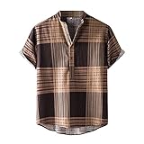 PANGF Herren Basic Hemd Kurzarm Baumwolle Freizeithemd mit feinem Revers Regular Fit Men´s Shirt Oberteile Bequem Atmungsaktiv Strandhemd für Männer Ideales Sommerhemd S-3XL (01-Braun, XL)