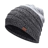 Wintermütze Herren Winter Damen Warme Outdoormütz Gefüttert Fleece Outdoor Sport Radfahren Mützen Long Slouch Beanie Hut Ski Klettern Winddicht Mütze Grobstrick Strickmü