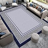 kinderteppich blau Wohnzimmer Teppich blau geometrisches Retro-Muster hygroskopischer Teppich weich weicher Teppich 120X160CM Teppich esszimmer 3ft 11.2''X5ft 3''