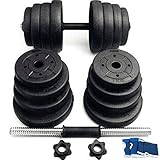 Hantelset 30kg | Kurzhantel Set mit 2 Kurzhanteln 25 mm gerändelt, 16 Gewichte und Sternverschlüsse | Kurzhantelset Hantel Kunststoff Bodybuilding Gewichte (30)