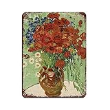 Vase mit Gänseblümchen und Mohnblumen Stillleben Blumen Van Gogh Retro Metall Blechschild Kunst Eisen Gemälde Bar Höhle Cafe Familie Garage Poster Wanddekoration 30 x 40
