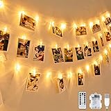 LED Foto Lichterkette, mehrweg 2.2 Meter/Lichterketten-8 Modi 20 Foto-Clips, USB/Batteriebetrieben Stimmungsbeleuchtung,Dekoration für Wohnzimmer,Weihnachten,Hochzeiten,Party