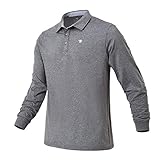 donhobo Poloshirts Herren Basic Langarm Golf T-Shirt Fleece Polohemd Männer Warm Atmungsaktive Polokragen Pullover Langarmshirts Grau S