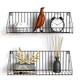 Gadgy Wandregal Metall Schwarz | Set 2 Hängeregal | 45 x 14 x 12 cm.| Küchenregal Wand | Badezimmer Regal | Gitter Regal | Schwarzes Metallregal | Wand Regalbrett | Deko Schlafzimmer | Hänge Reg