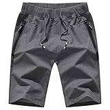 Tansozer Kurze Hosen Herren Sport Shorts Gym Jogginghose Herren Kurz Baumwolle Sweat Shorts Herren Sommer（Grau,L）