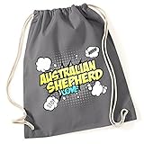 Siviwonder Turnbeutel - AUSTRALIAN SHEPHERD Schäferhund Australien - COMIC Cartoon Baumwoll Tasche F