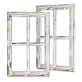 BESTOOL Wand Vintage Holzfensterrahmen Punk Antique Home Dekoration Deko für Zuhause oder im Freien, Nicht für Bilder, 2 Stück (40 X 28 cm) (Weiß)