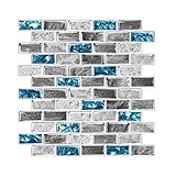 Fliesenaufkleber Selbstklebende, 5 Stück 3D Mosaikfliesen Fliesen Klebefliesen Fliesendekor Wasserdicht für Küche Badezimmer Hotel Dekoration Modern (30.5 x 30.5cm)