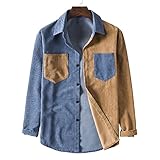 Freizeithemden Herren Modern Trend Mode Farbabstimmung Cord Herren Shirt Herbst Winter Revers Strickjacke Verdickung Täglich Casual Lose Herren Lang