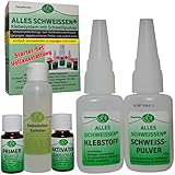 ALLES SCHWEISSEN® 5er Reparatur-Kleber Set 'MEGA' Kunststoff, Gummi, Glas, Keramik, Porzellan, Stein, Holz, 2-Komponenten Sekundenkleber aus Industrie-Klebstoff extra stark