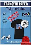 PPD A5 x 10 Blatt Inkjet Premium T-Shirt Transferpapier für alle Tintenstrahldrucker - Speziell entwickelt für dunkle Textilien und geeignet für Bügeleisen und Thermopresse - PPD-504-10