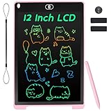 Coolzon LCD Schreibtafel, 12 Zoll Bunte Bildschirm Schreibtablett für Kinder Erwachsene, Löschbare LCD-Zeichenbrett Elektronische Schreibtafel Tragbar LCD Drawing Writing Tablet, R