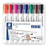 STAEDTLER Lumocolor 351 WP8 Whiteboard-Marker (Rundspitze ca. 2 mm Linienbreite, Set mit 8 Farben, hohe Qualität, trocken und rückstandsfrei abwischbar von Whiteb