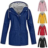 Regenponcho Regenmantel Damen Wasserfeste Softshellmantel Slim Design Gefüttert Wasserdichter Lange Softshell Mittellange Jacke für Sommer und Herb