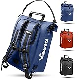 Valkental - 3in1 Fahrradtasche - Geeignet als Gepäckträgertasche, Rucksack und Umhängetasche - Wasserdicht & Reflektierend in Blau (23L)