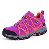 TFO Damen Trekking & Wanderschuhe Atmungsaktive Walkingschuhe Sport Outdoor Schuhe mit Gedämpfter Sohle, Violett Orange, 39.5 EU