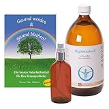 Zechstein Magnesiumöl 1000 ml inkl. Zubehörflasche 100 ml jeweils Glasflaschen + Buch:'Gesund werden & Gesund bleiben' gratis im Geschenk