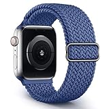 Jiamus Geflochtenes Solo Loop Armband Kompatibel mit Apple Watch Armband 38mm 40mm 42mm 44mm,Elastic Sport Dehnbarer Ersatz Armband für iWatch Series 6/SE/5/4/3/2/1 Herren Damen(Patented)