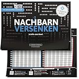 DENKRIESEN - NACHBARN VERSENKEN - Schiffe sind doof - Schiffe versenken neu aufgelegt | Spielblock | Partyspiel | Reisespiel | Wichtelgeschenk | Geburtstagsgeschenk | Spiel für 2