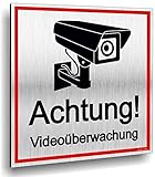 Achtung Videoüberwachung Schild UV Druck 12 x 12cm - 3mm Aluverbund - Made in Germany - Art.Nr. 2145