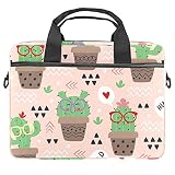 Lustige Cartoon Kakteen Kaktus lächelnder Hello Laptop Schulter Messenger Bag Case Sleeve für 13,4 Zoll 14,5 Zoll Notebook Laptop Tasche Laptop Aktentasche Business Aktentasche für Männer F