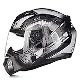 BaoFuStore Herren Street Motorrad Integralhelm, Kompakter Motorrad Moped Street Bike Rennhelm Mit Anti-Fog Sonnenblende DOT/ECE Approved Unisex Offroad Helm,Rock,XL