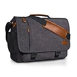 Estarer Laptoptasche 17 Zoll Umhängetasche Canvas für Arbeit Uni G