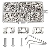Belvanr T Nut Mutter 183 Stück Gewinde Hammermutter Nutenstein M3 M4 M5 T Nut Hammerkopfmutter mit Schrauben und Inbusschlüssel T-Muttern der Serie 20 ür Aluminiumprofil Zubehö