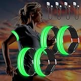 Molbory LED Armband USB, 4 Stück LED Reflective Band leuchtarmband laufarmband Lichtband Kinder leuchtbänder Reflektorband Licht für Joggen Laufen Running Sp