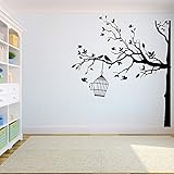Baum Wandtattoo Aufkleber Schlafzimmer Baum des Lebens Wurzel ist Vogel Wandaufkleber Wandbild Vinyl entfernbare Aufkleber Wandbild Hintergrund Aufkleber A1 57X64