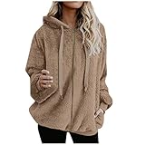 Zilosconcy Kapuzenpulli Damen Flauschig Hoodie Pulli Oversized Kuschlige Winterjacke Langarm Plüsch Warm Kapuzenjacke Herbst Winter Parka Übergangsjacke mit Reiß