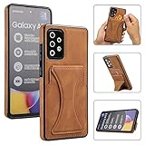 SZINTU Retro-Lederhülle für Galaxy A72 5G 6,7 Zoll mit Kartenschlitz-Halter, weiche TPU-Business-Hülle, stoßfest, Schutzhülle mit Ständer für Samsung Galaxy A72 5G 6,7 Zoll (Leder braun)