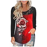 Damen Langarmshirt Winter Oversize Sweatshirt Long Lose Oberteile Tunika Bluse Rundhals Lässige Lange Hemden Top B